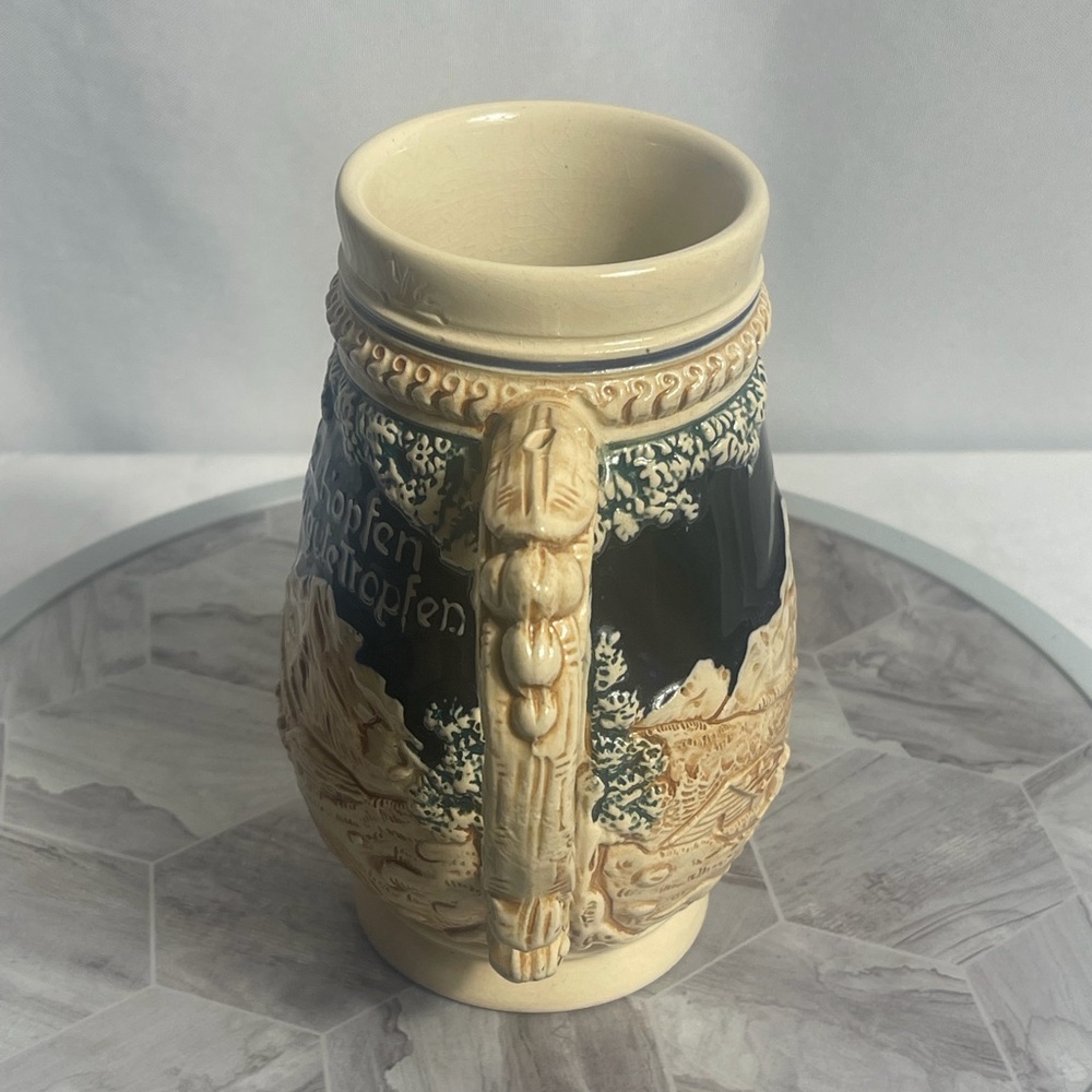 Vintage Style German Beer Stein Relief Scene Ceramic Mug With Handle - Picture 2 of 12